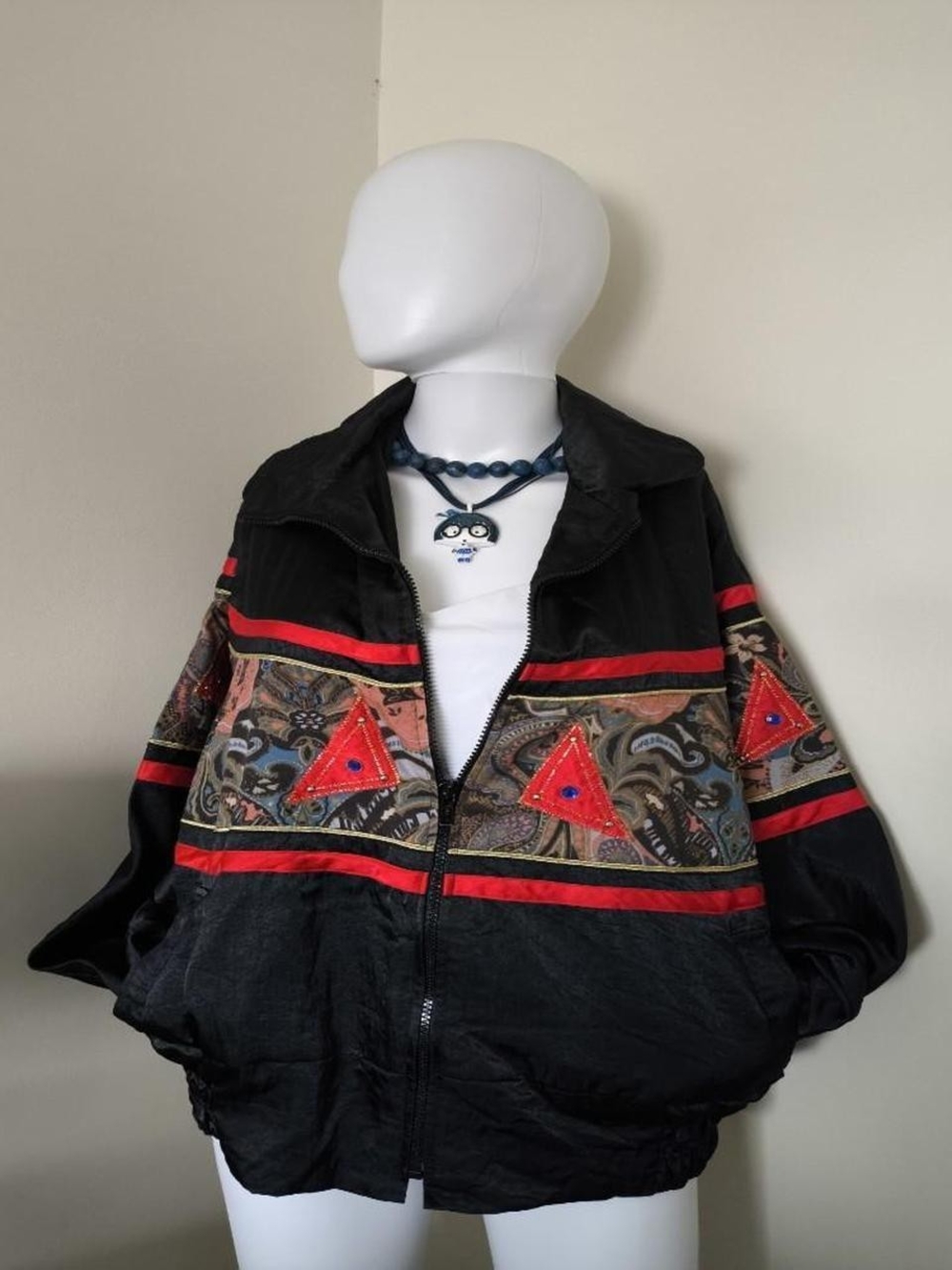 Vintage 80s/90s GDT Too Embellished Black Windbreaker